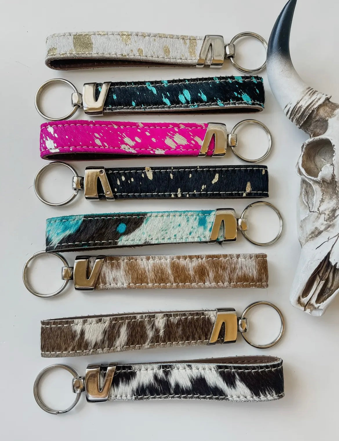 Cow Hide Wristlet Clip Chain