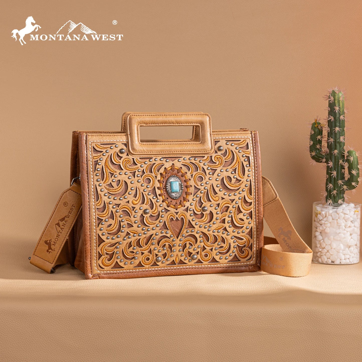 Montana West Cut-Out Embroidered Collection Tote/Crossbody