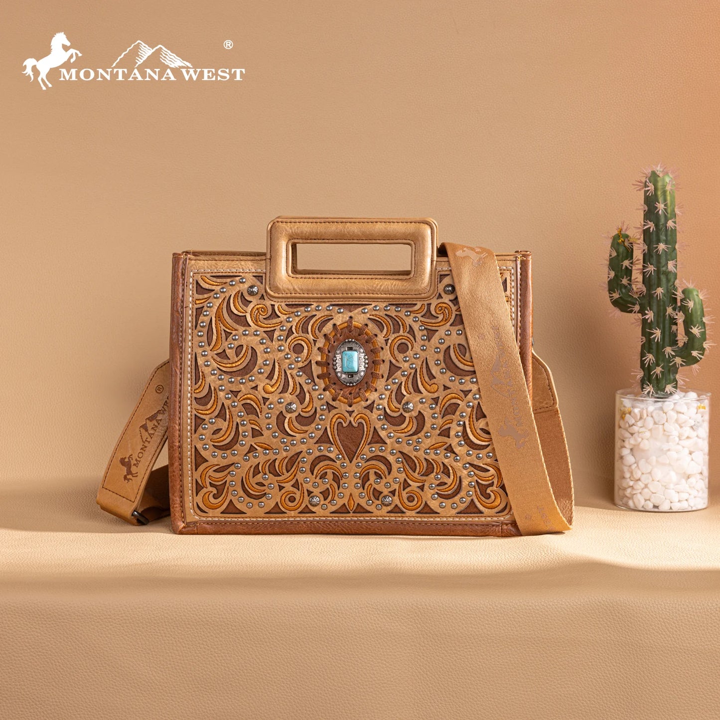 Montana West Cut-Out Embroidered Collection Tote/Crossbody